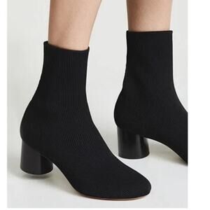 Vince Tasha Knit Stretch Boot Round Chunky Heel Pull on